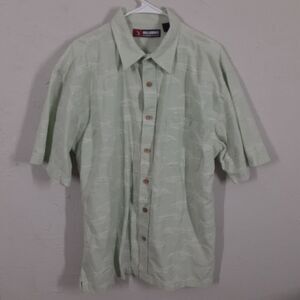 Reel Legends Mens XL Green Fish Print Short Sleeve Hawaiian Shirt Button Up